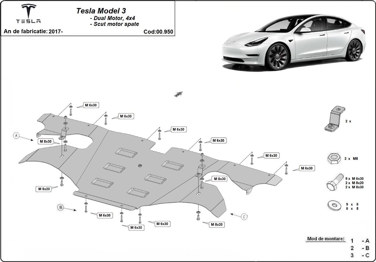 Engine Cover behind Tesla Model 3 AWD 2017-2024 - Image 2
